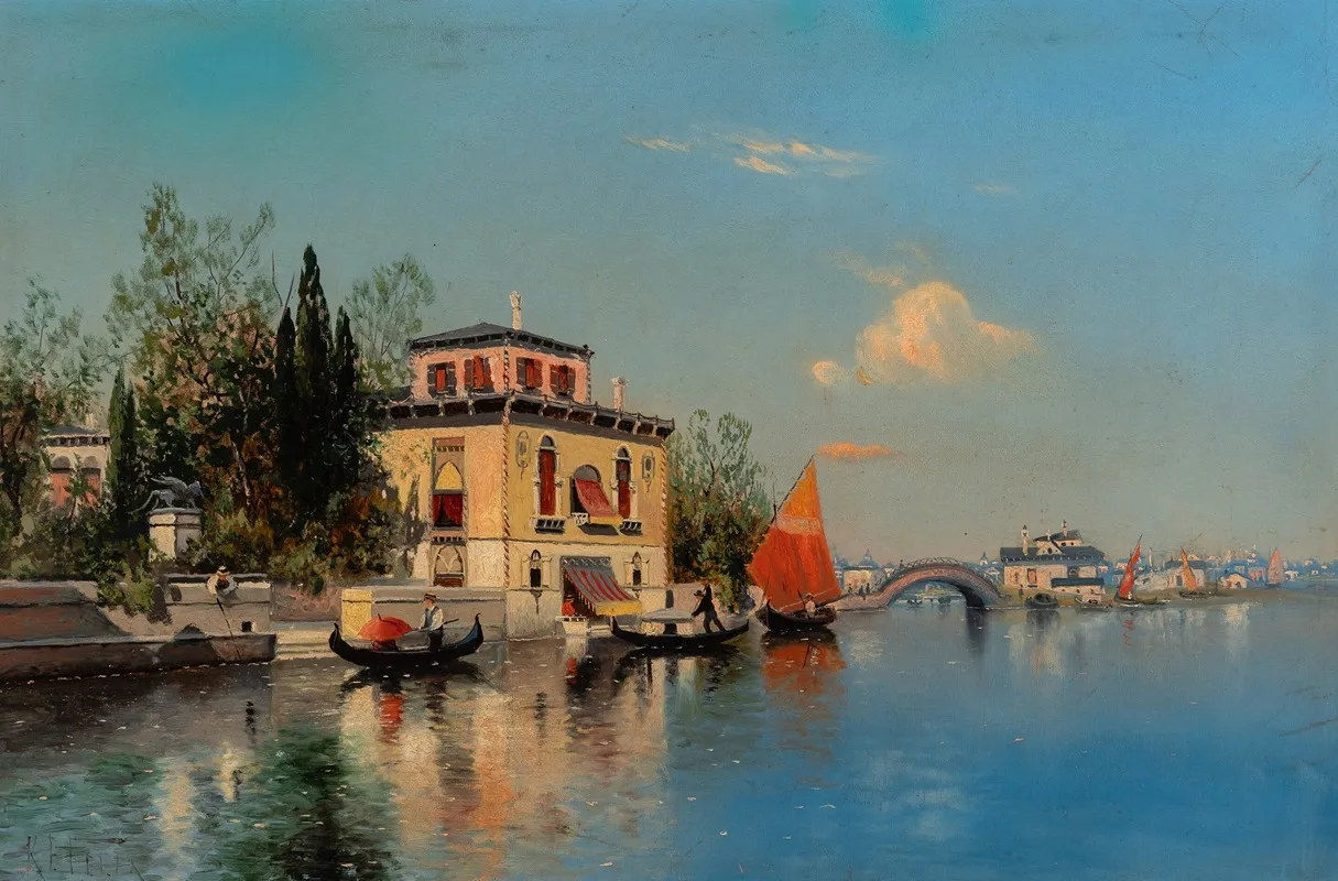 A Sunny Day On The Canal Venice Wall Art by Karl Eugene Felix - High-Resolution Digital Print