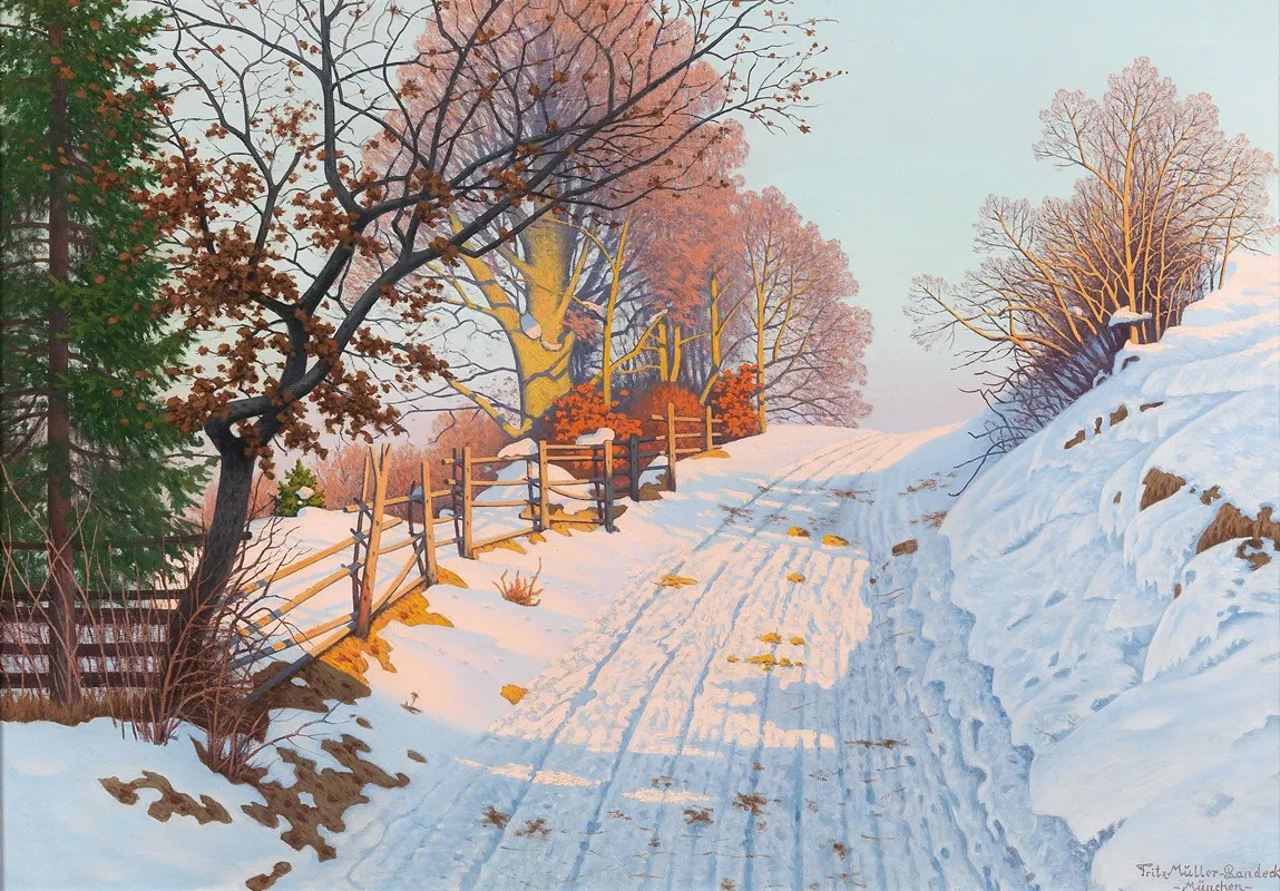 A Sunny Winter Path Wall Art by Fritz Müller-Landeck - High-Resolution Digital Print