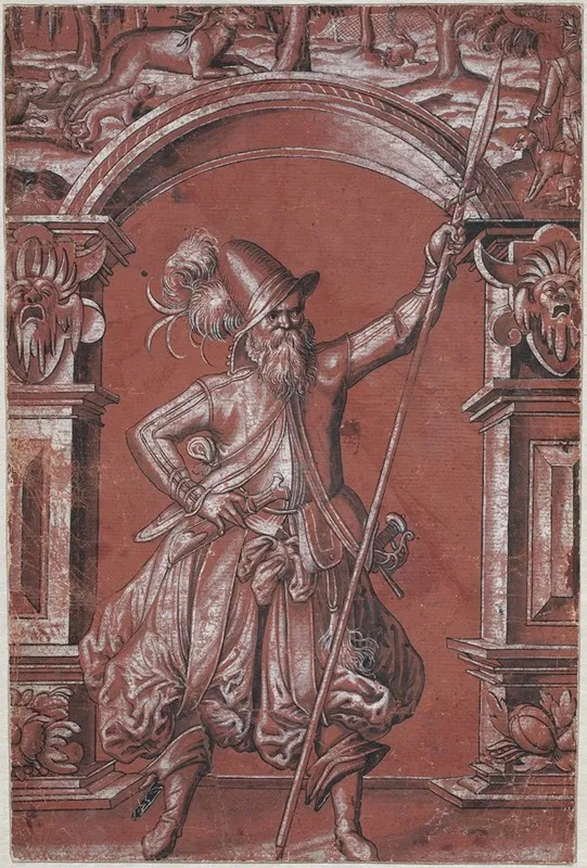 A Swiss Guard Before An Ornamental Arch Wall Art by Abraham Bickhart - High-Resolution Digital Print