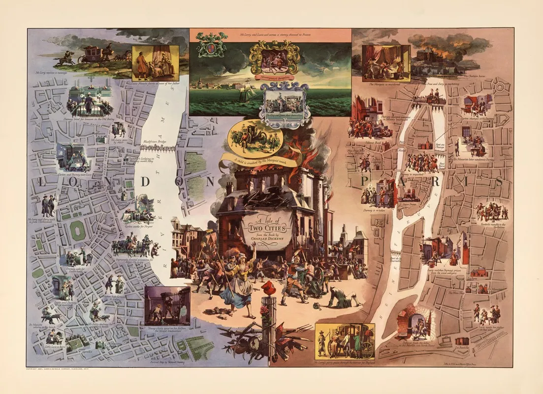 A Tale Of Two Cities Central London And Central Paris Wall Art by Everett Henry - High-Resolution Digital Print