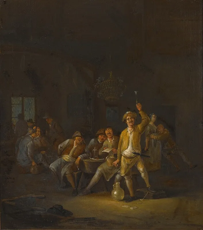 A Tavern Interior With Peasants Drinking And Singing Wall Art by Egbert van Heemskerck the Younger - High-Resolution Digital Print