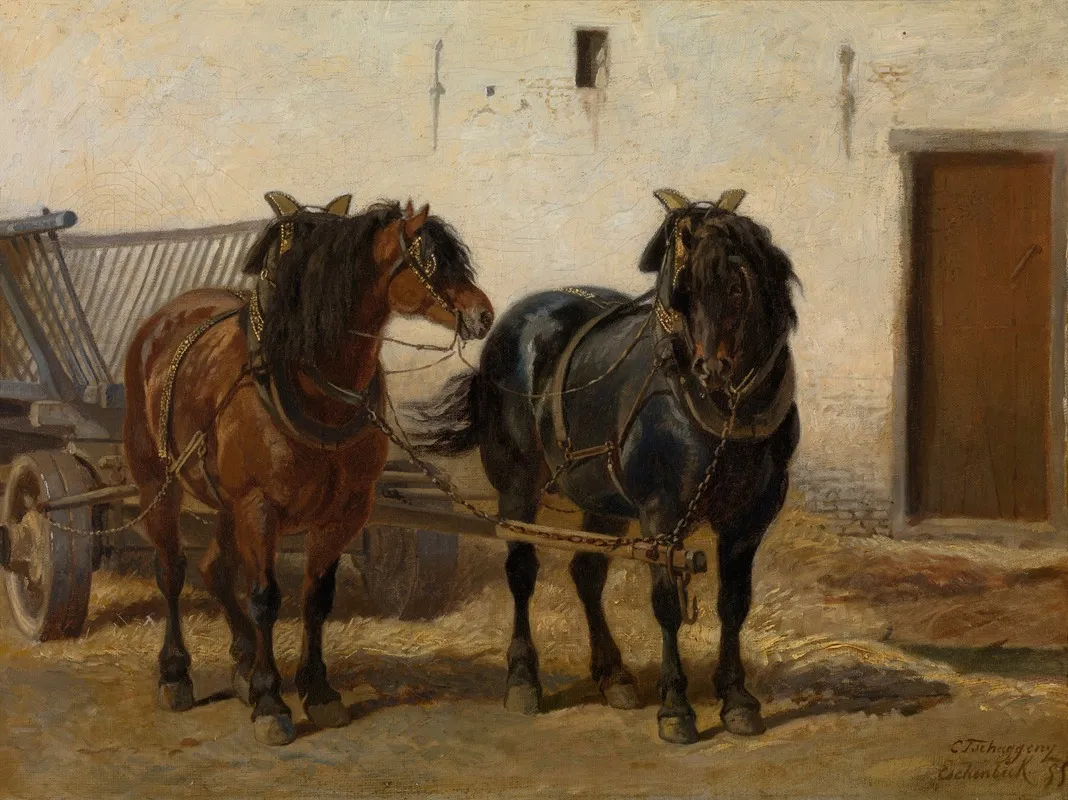 A Team Of Horses Wall Art by Charles Tschaggeny - High-Resolution Digital Print