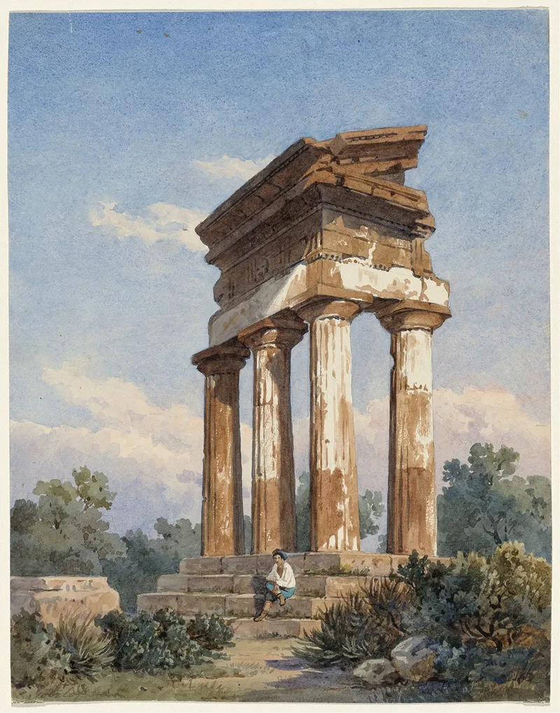 A Temple Ruin In Agrigento Wall Art by Carl Wilhelm Götzloff - High-Resolution Digital Print