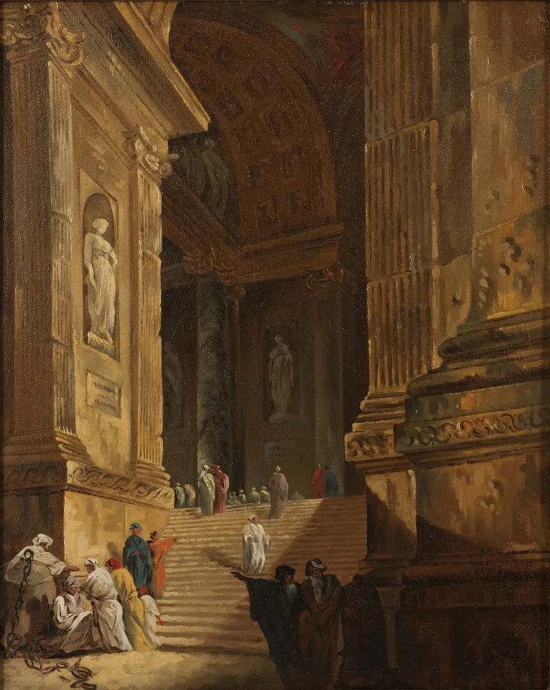 A Temple Staircase Piece Of Architecture Wall Art by Johan Gottlob Brusell - High-Resolution Digital Print