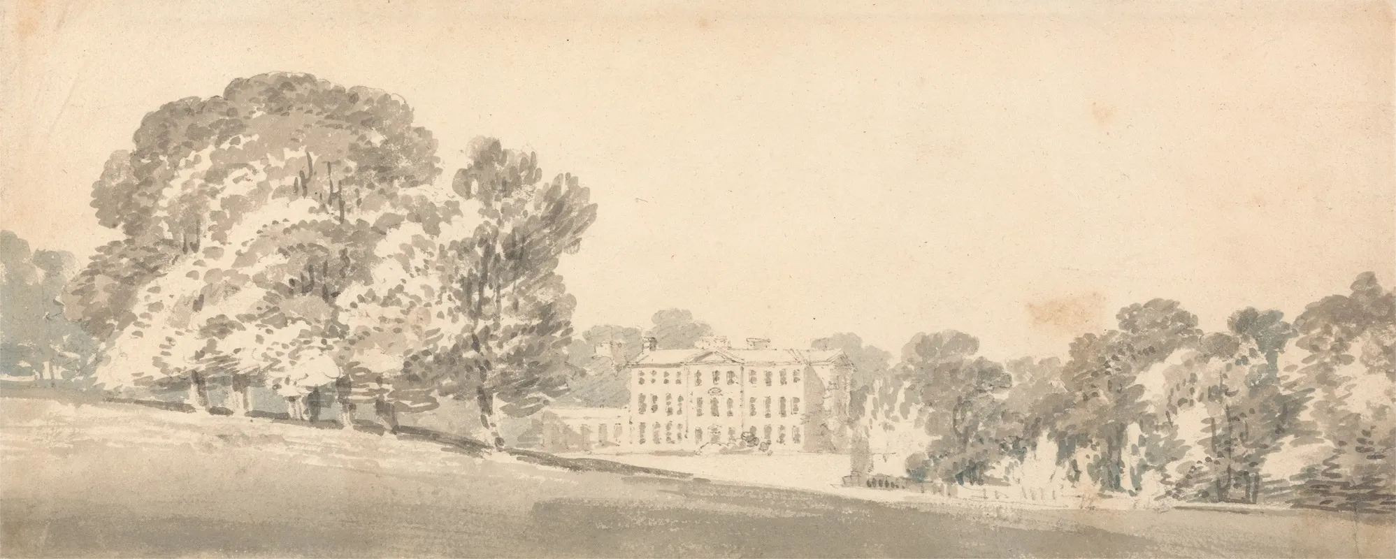A Three Storied Georgian House In A Park