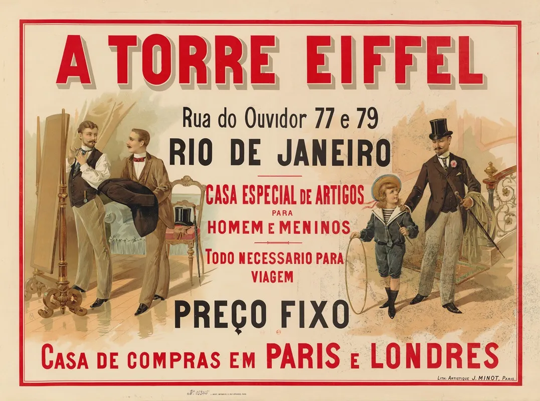 A Torre Eiffel Rua Do Ouvidor 77 E 79 Rio De Janeiro Casa Especial De Artigos Para Homeme Meninos Wall Art by Imp. J. Minot - High-Resolution Digital Print