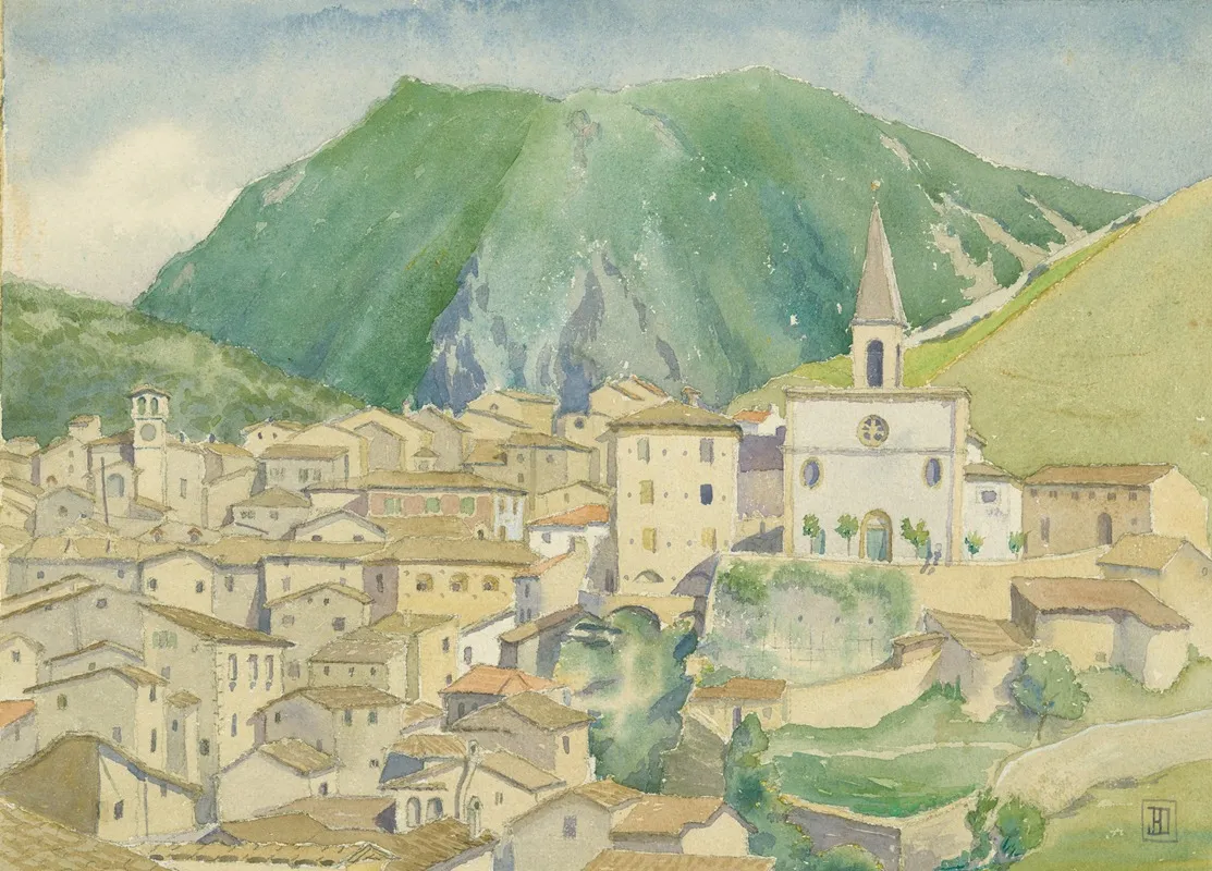 A Town In The Abruzzi Wall Art by John Ireland Howe Downes - High-Resolution Digital Print