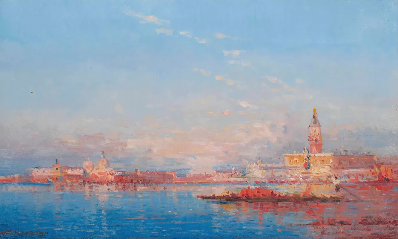 A Trading Vessel On The Venetian Lagoon Wall Art by Henri Duvieux - High-Resolution Digital Print