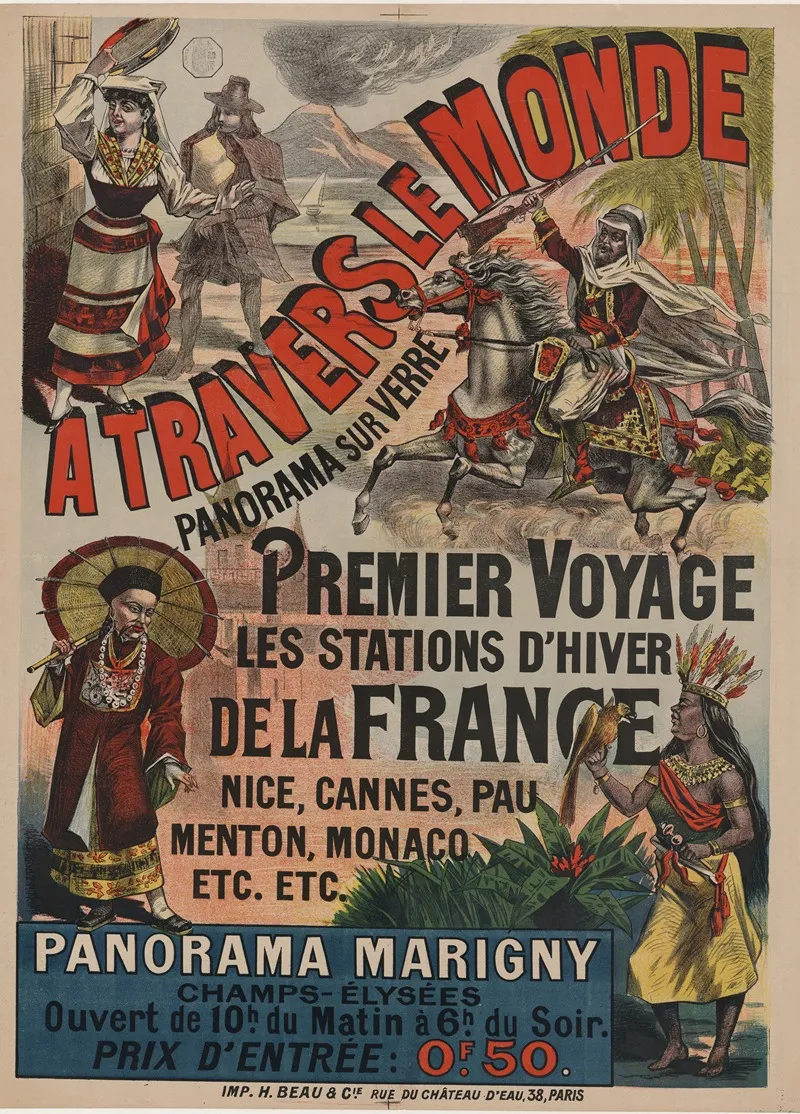 A Travers Le Monde Panorama Sur Verre Wall Art by Imp. H. Beau &amp; Cie - High-Resolution Digital Print