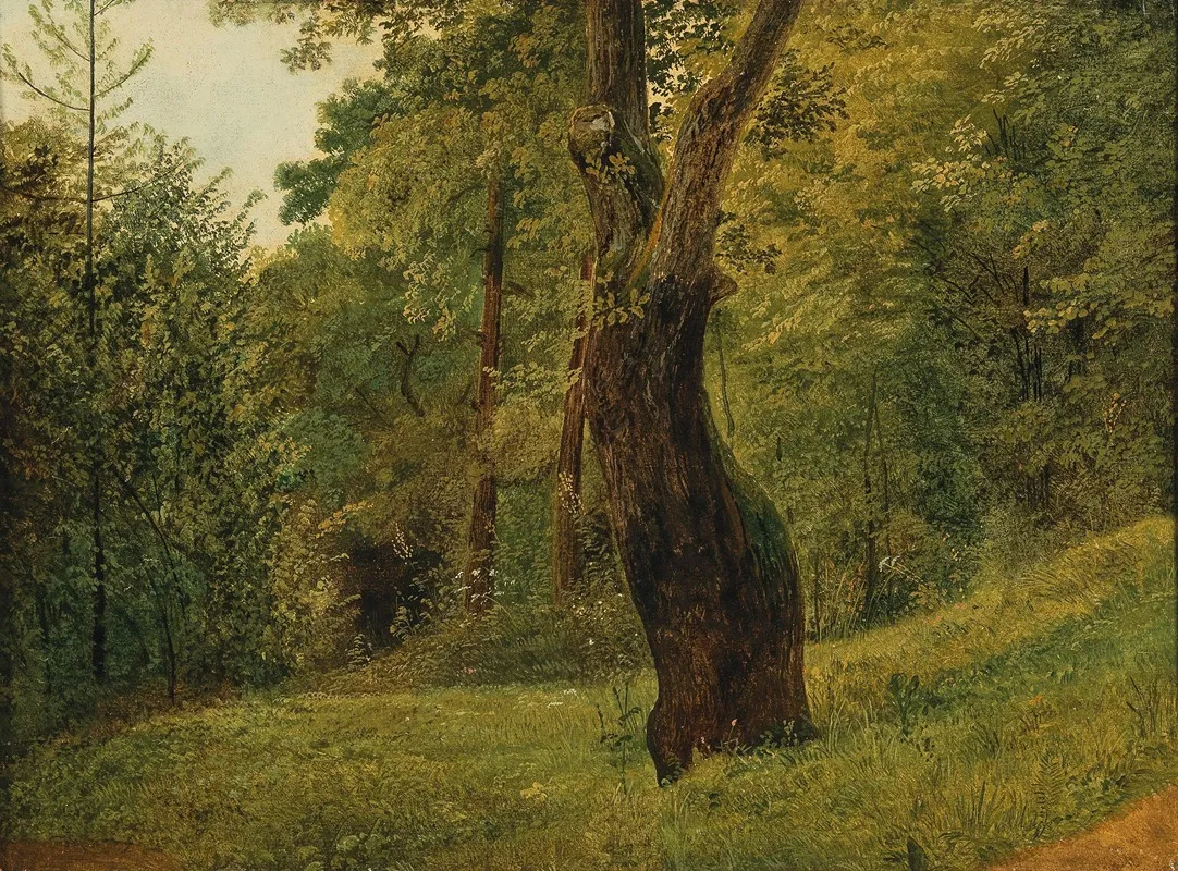 A Tree At The Edge Of The Woods Wall Art by Circle of Friedrich Gauermann - High-Resolution Digital Print