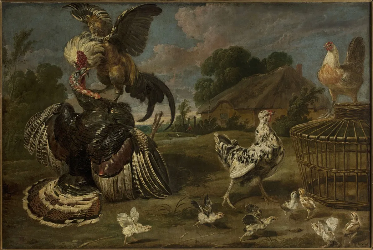 A Turkey And A Rooster Wall Art by Paul de Vos - High-Resolution Digital Print