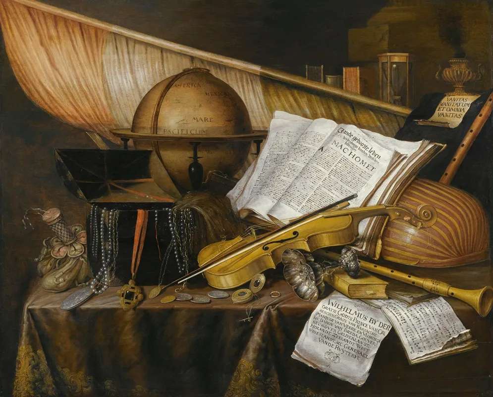 A Vanitas Still Life With Books And Leaflets