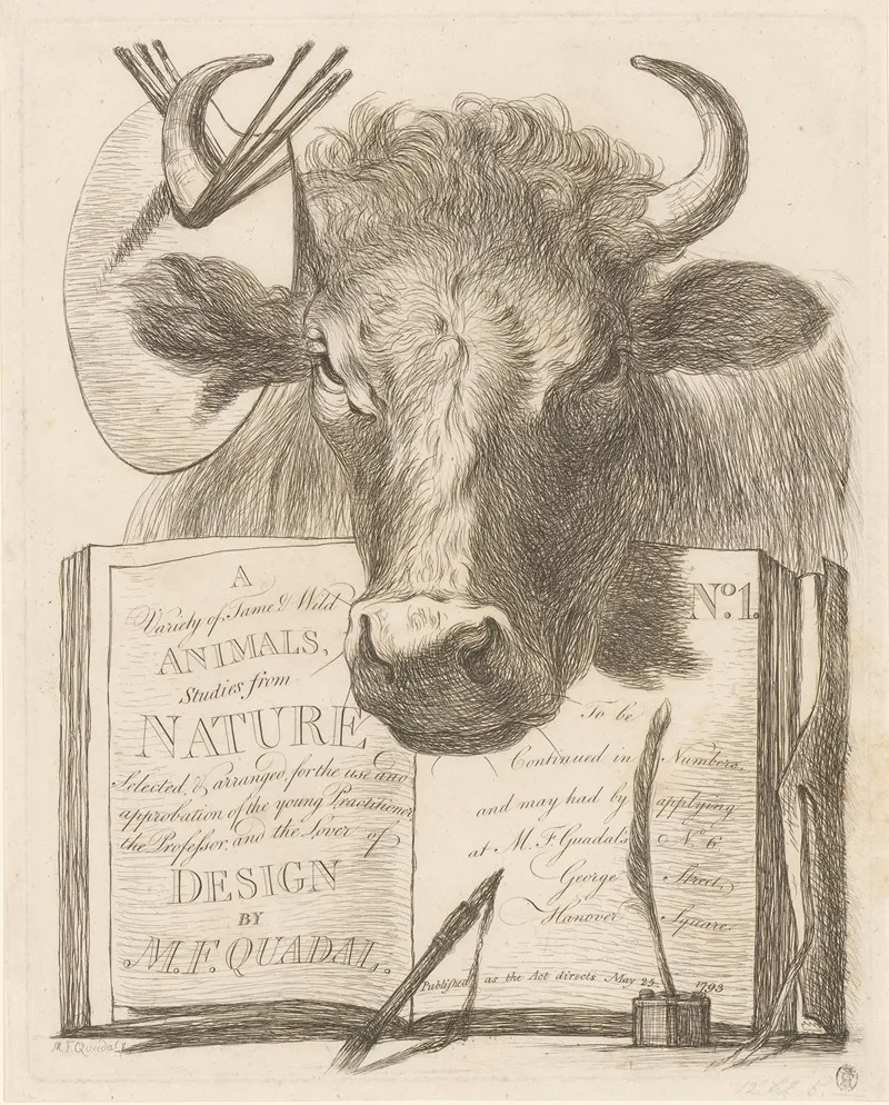 A Variety Of Tame And Wild Animals Studies From Nature Title Wall Art by Martin Ferdinand Quadal - High-Resolution Digital Print