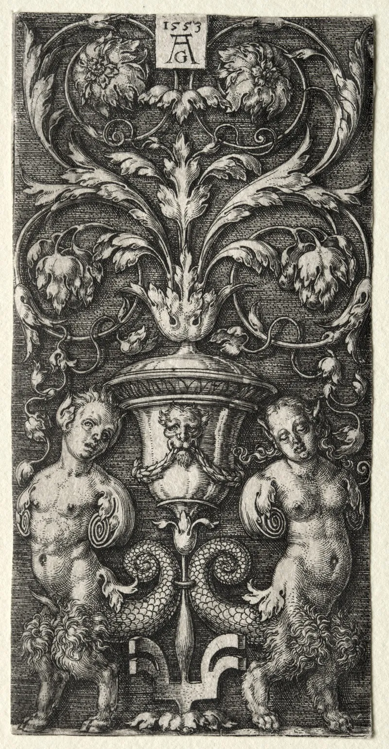 A Vase Between Two Chimeric Figures