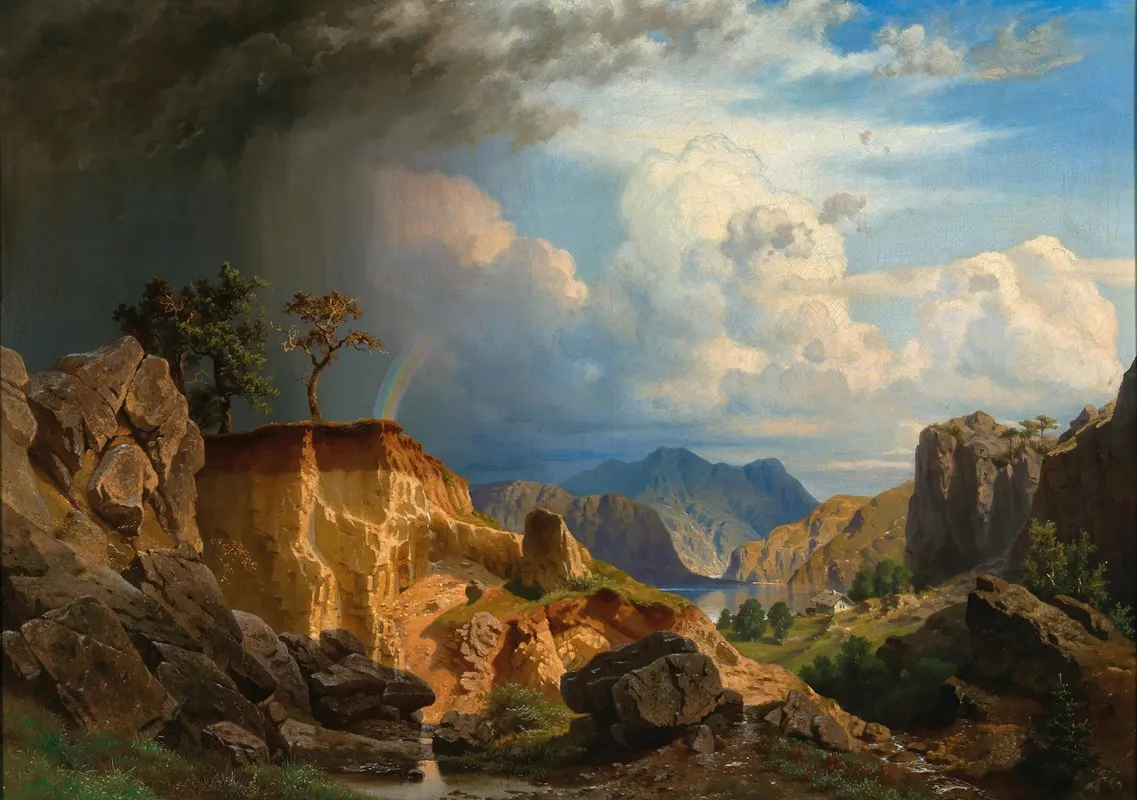 A Vaste Landscape With Rainbow