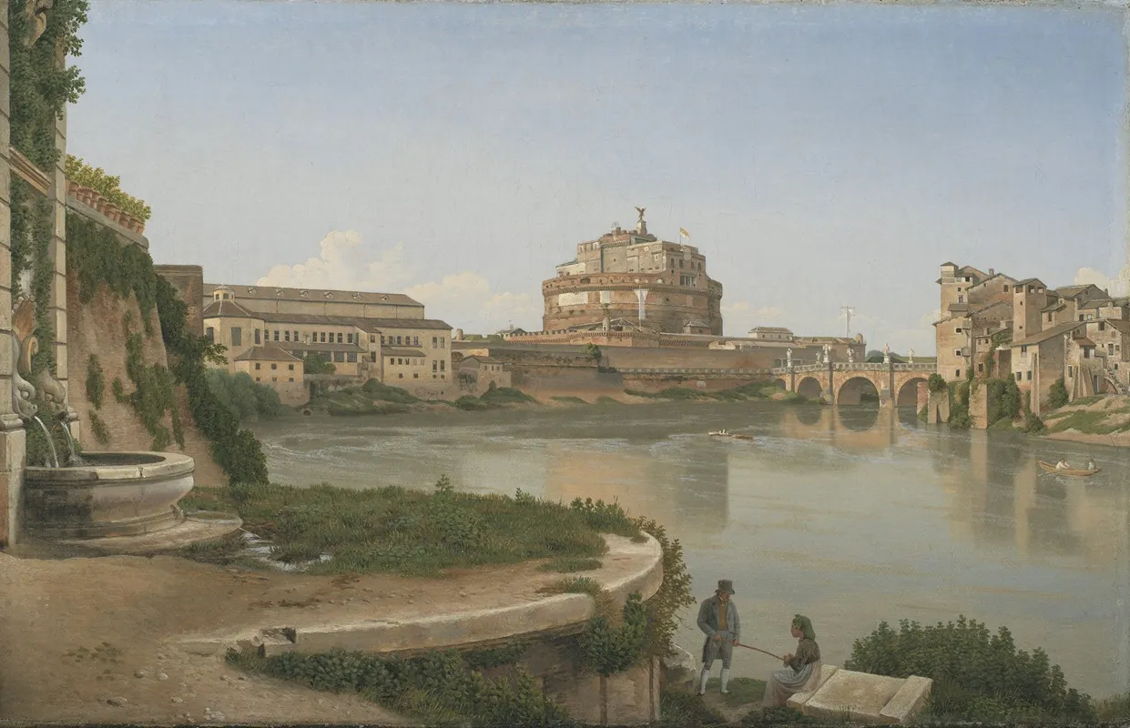 A View Across The Tiber From Trastevere Towards Castel S Angelo Wall Art by Christoffer Wilhelm Eckersberg - High-Resolution Digital Print