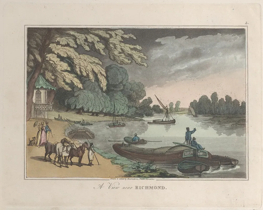 A View Near Richmond Wall Art by Thomas Rowlandson - High-Resolution Digital Print