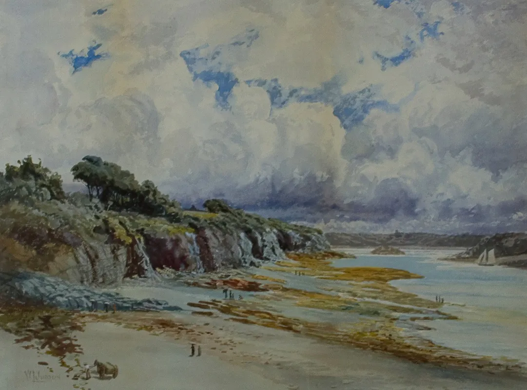 A View Of A Coastal Inlet On A Cloudy Day Wall Art by William Lees Judson - High-Resolution Digital Print