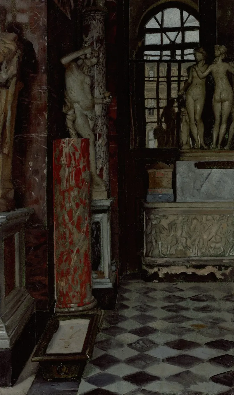 A View Of A Room Of Greek Roman And Etruscan Antiquities Salle No 9 In The Louvre Wall Art by James Tissot - High-Resolution Digital Print
