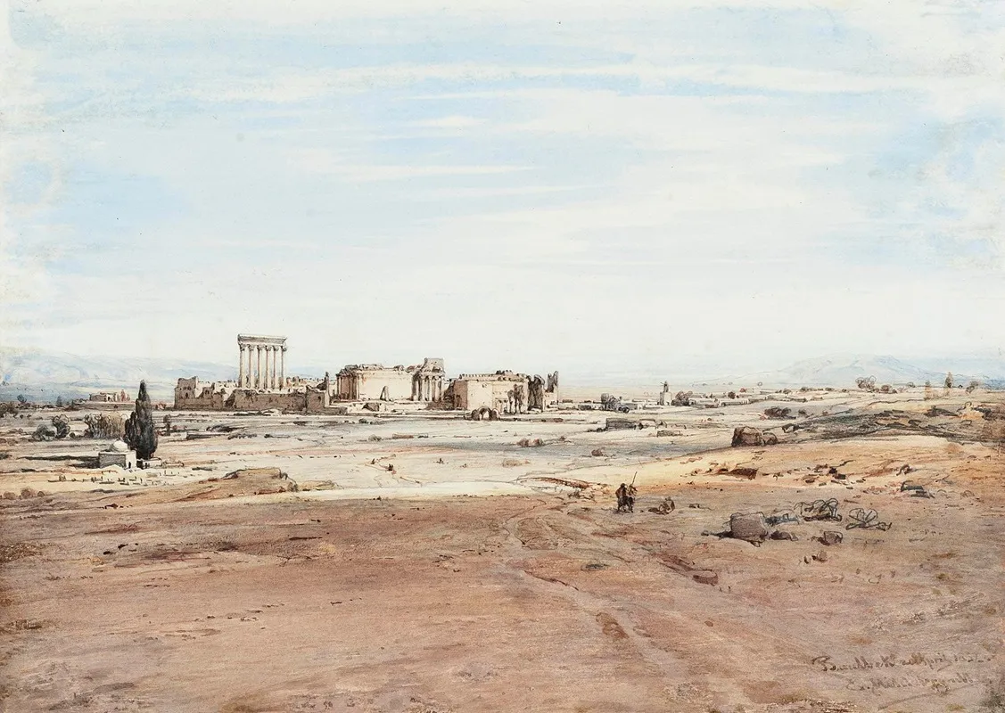A View Of Baalbek In The Lebanon Wall Art by Eduard Hildebrandt - High-Resolution Digital Print