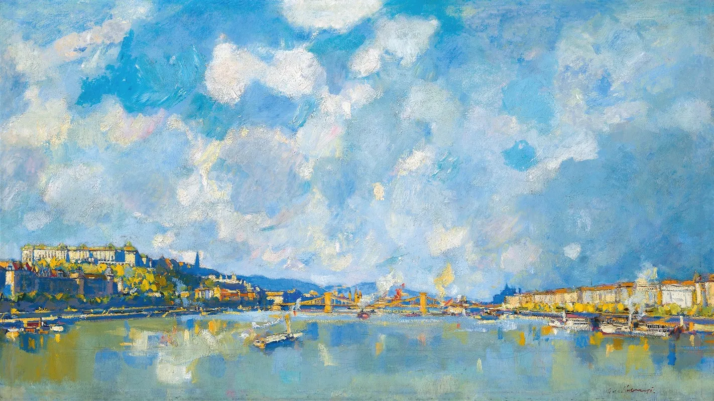 A View Of Budapest With The Chain Bridge Wall Art by Alexander Kubínyi - High-Resolution Digital Print