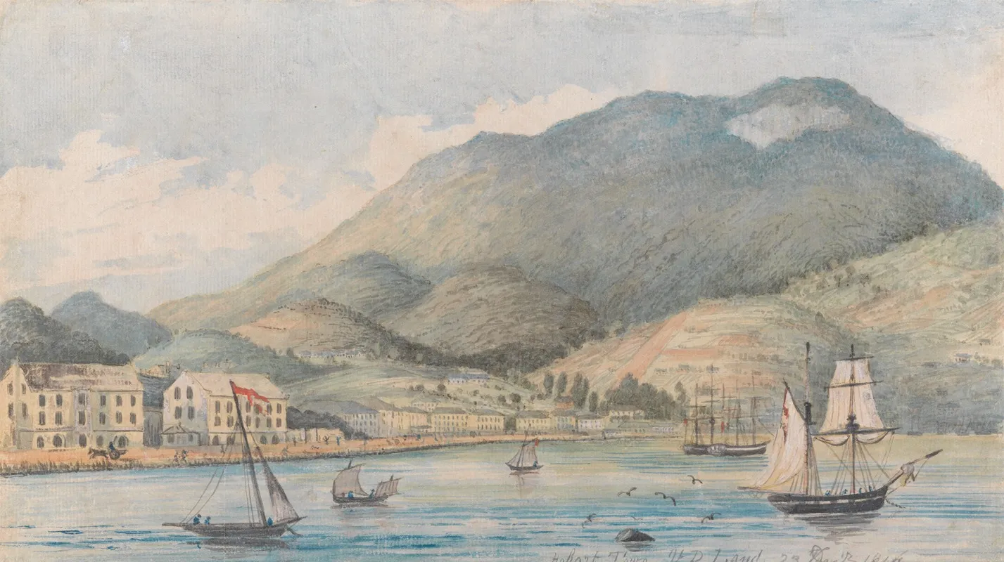 A View Of Hobart Tasmania Wall Art by Lt. Gen. Charles Emilius Gold - High-Resolution Digital Print