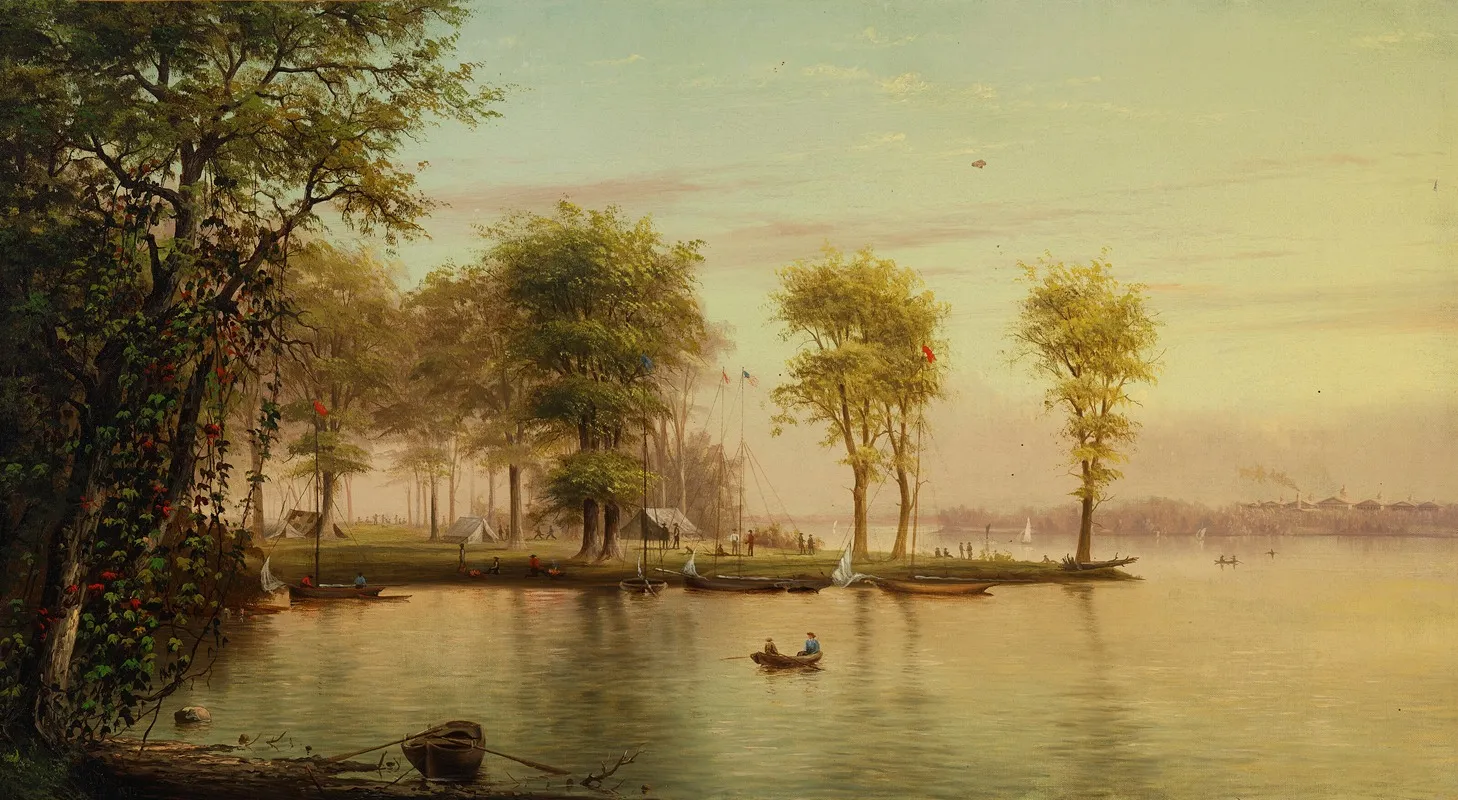 A View Of Island Park Lake Winnebago Wisconsin Wall Art by John Frank Waldo - High-Resolution Digital Print