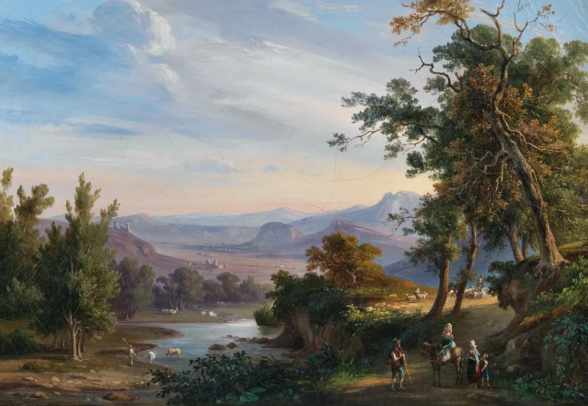 A View Of Lago Fucino Wall Art by Salvatore Fergola - High-Resolution Digital Print