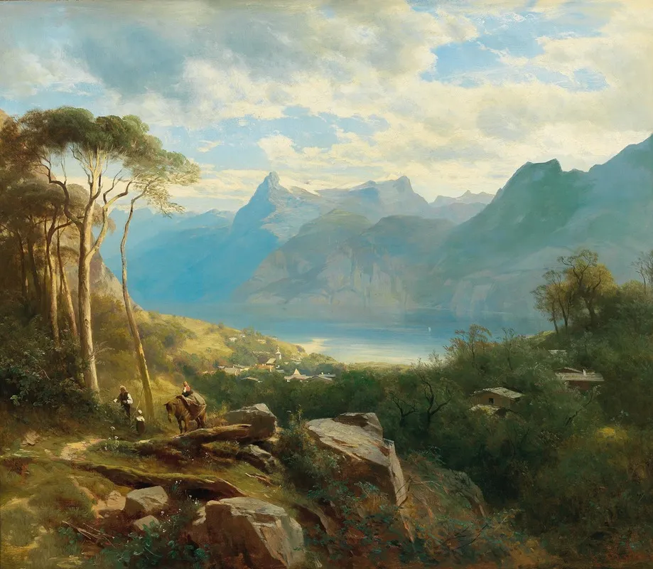 A View Of Lake Lucerne And The Bernese Highlands Wall Art by Leopold Heinrich Vöscher - High-Resolution Digital Print