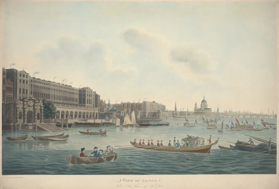 A View Of London Taken On The Thames Near York Stairs Wall Art by John William Edye - High-Resolution Digital Print