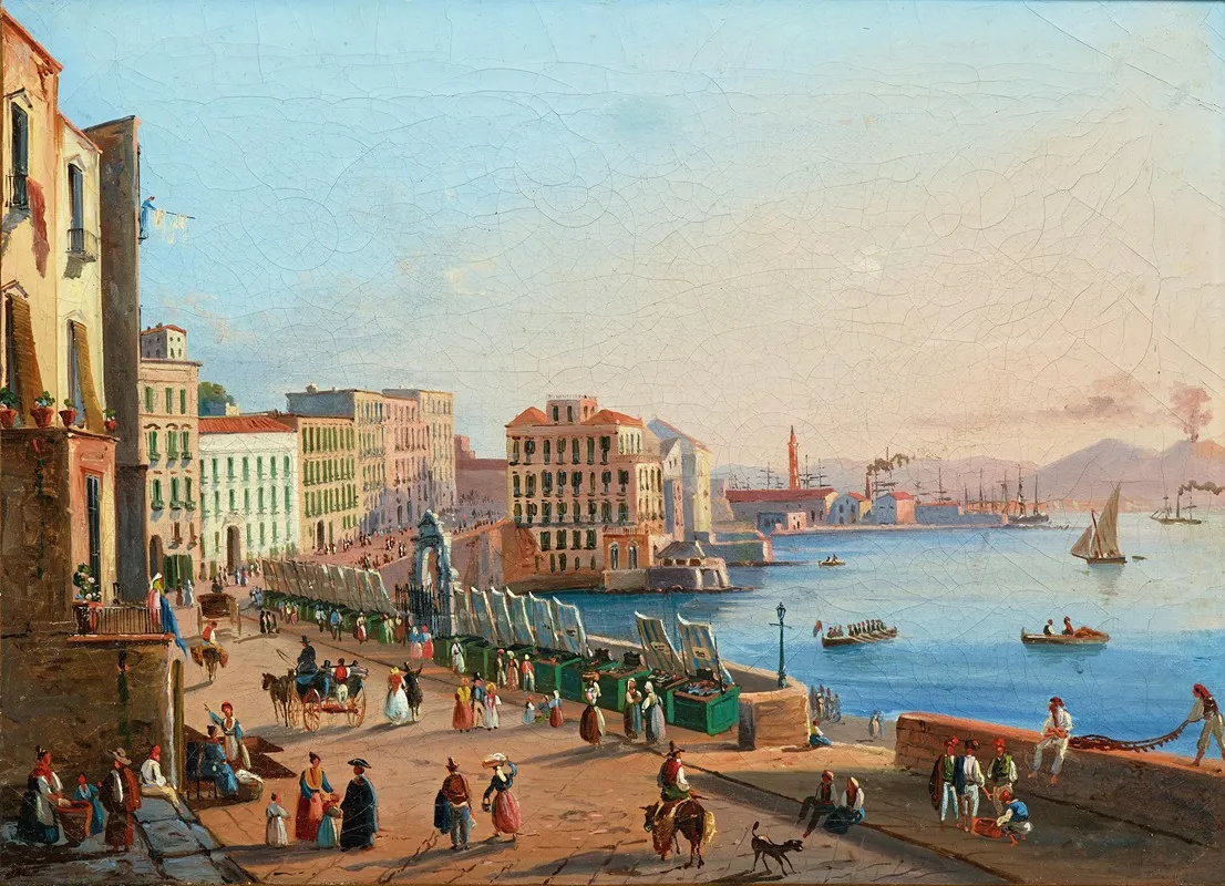 A View Of Naples From Santa Lucia Wall Art by Salvatore Candido - High-Resolution Digital Print