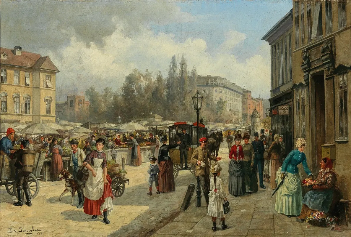 A View Of Naschmarkt In Vienna 2 Wall Art by Franz von Persoglia - High-Resolution Digital Print
