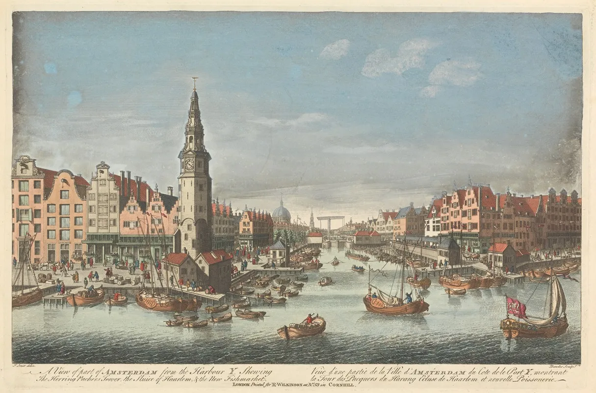 A View Of Part Of Amsterdam From The Harbour Y Shewing The Herring Packers Tower The Sluice Of Haarlem The New Fishmarket