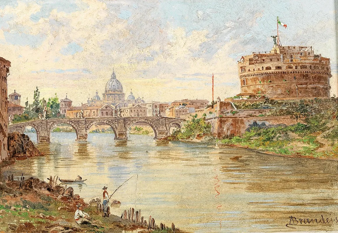 A View Of Rome With Castel Santangelo Ponte Santangelo And St Peters Basilica In The Background