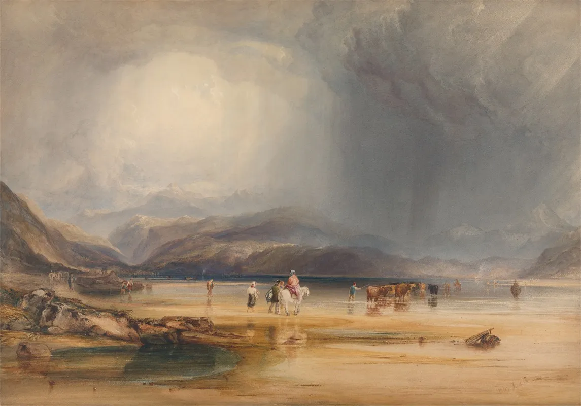 A View Of Snowdon From The Sands Of Traeth Mawr Taken At The Ford Between Pont Aberglaslyn And Tremadoc