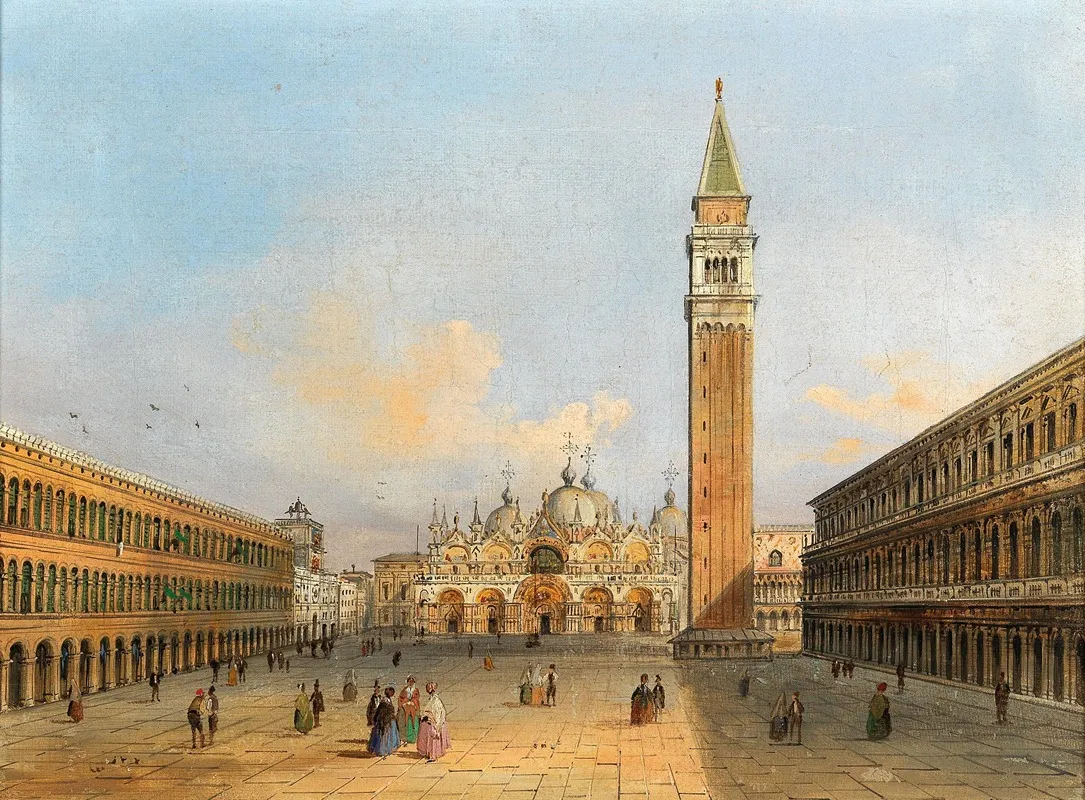 A View Of St Marks Square And The Campanile Wall Art by Carlo Grubacs - High-Resolution Digital Print