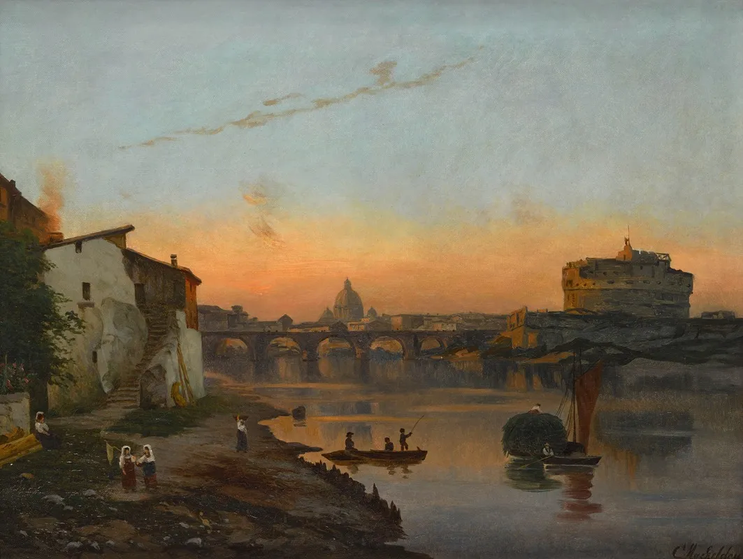A View Of St Peters Basilica And Castel Santangelo Rome