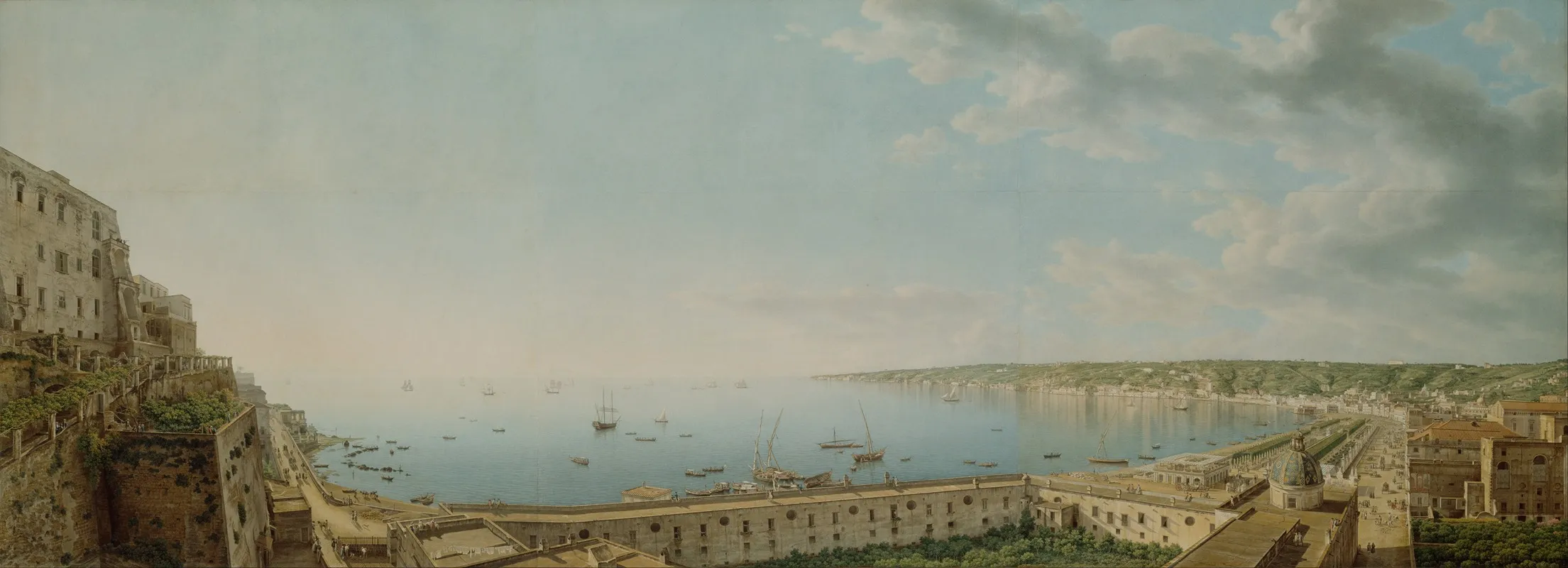 A View Of The Bay Of Naples Looking Southwest From The Pizzofalcone Toward Capo Di Posilippo Wall Art by Giovanni Battista Lusieri - High-Resolution Digital Print