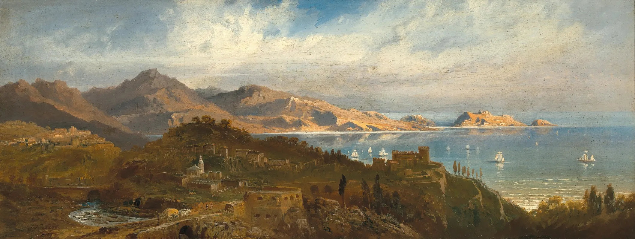 A View Of The Bay Of Santa Margherita Genoa Liguria Italy Wall Art by Pieter Francis Peters - High-Resolution Digital Print