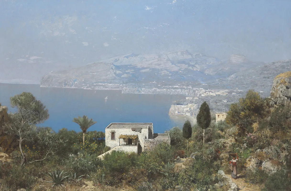 A View Of The Bay Of Sorrento Wall Art by Edmund Berninger - High-Resolution Digital Print
