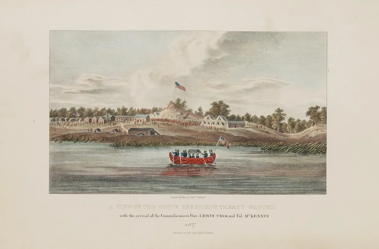 A View Of The Butte Des Morts Treaty Ground With The Arrival Of The Commissioners Gov Lewis Cass And Col Mckenny
