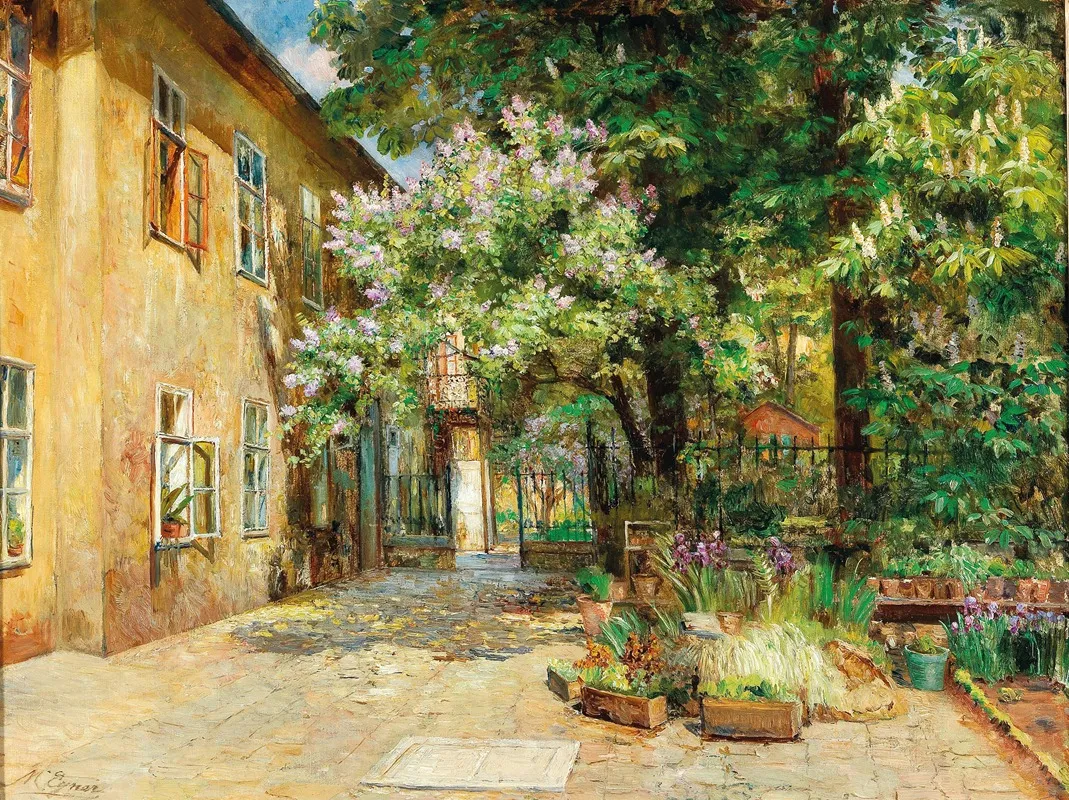A View Of The Courtyard At No 8 Dreilaufergasse 1070 Vienna Wall Art by Marie Egner - High-Resolution Digital Print