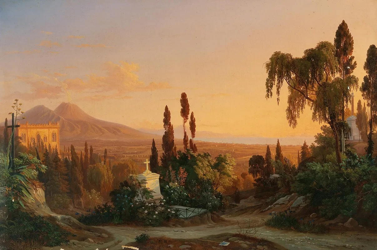 A View Of The Gulf Of Naples From Posillipo Wall Art by Carl Wilhelm Götzloff - High-Resolution Digital Print