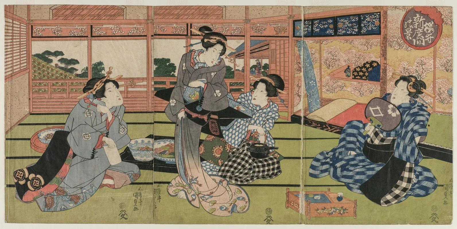 A View Of The Large New Room At Sakurai Wall Art by Utagawa Kunisada (Toyokuni III) - High-Resolution Digital Print