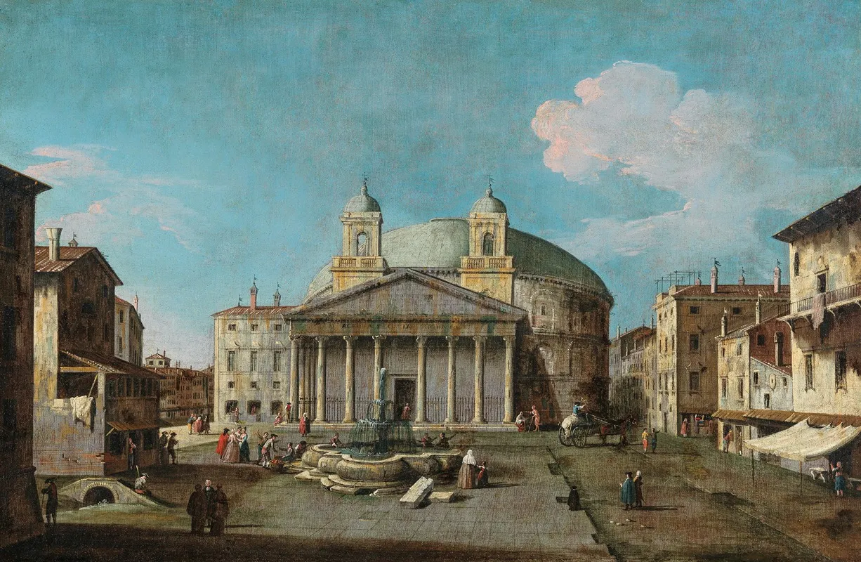 A View Of The Pantheon Rome Wall Art by Bernardo Canal - High-Resolution Digital Print
