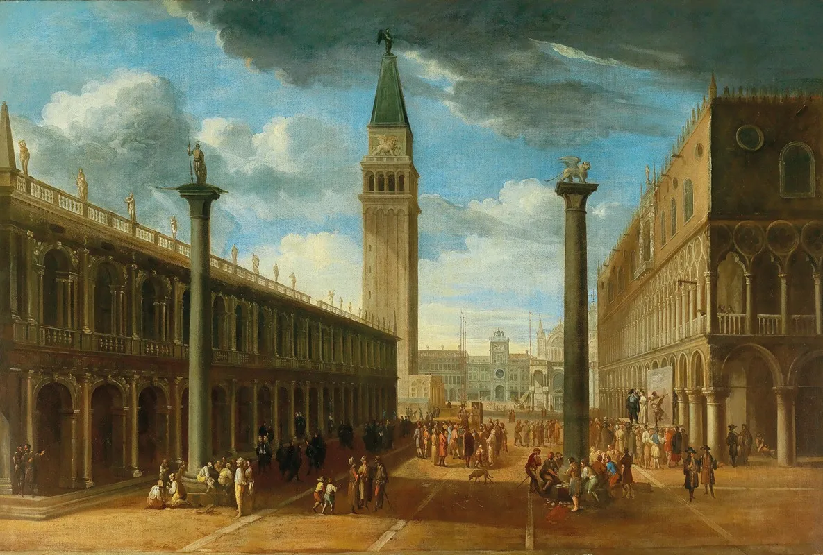 A View Of The Piazza San Marco Looking North From The Piazzetta Towards The Clock Tower Venice