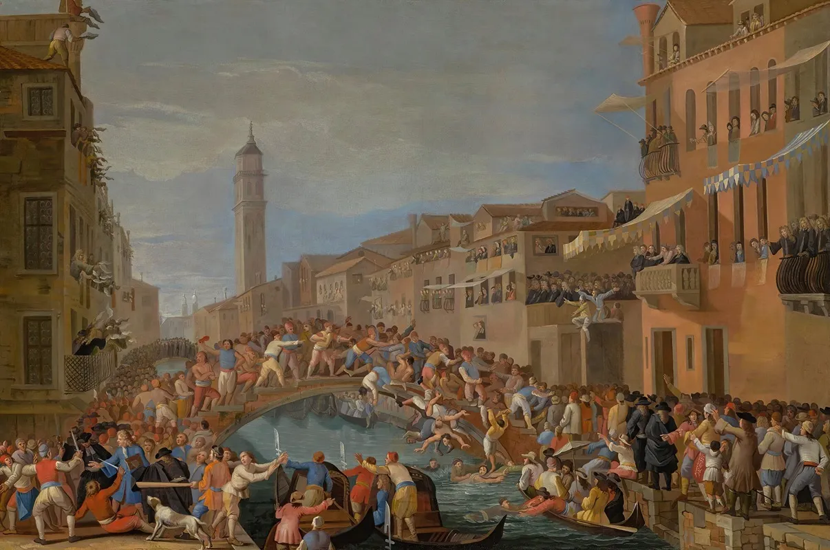A View Of The Ponte Dei Pugni Wall Art by Johann Richter - High-Resolution Digital Print