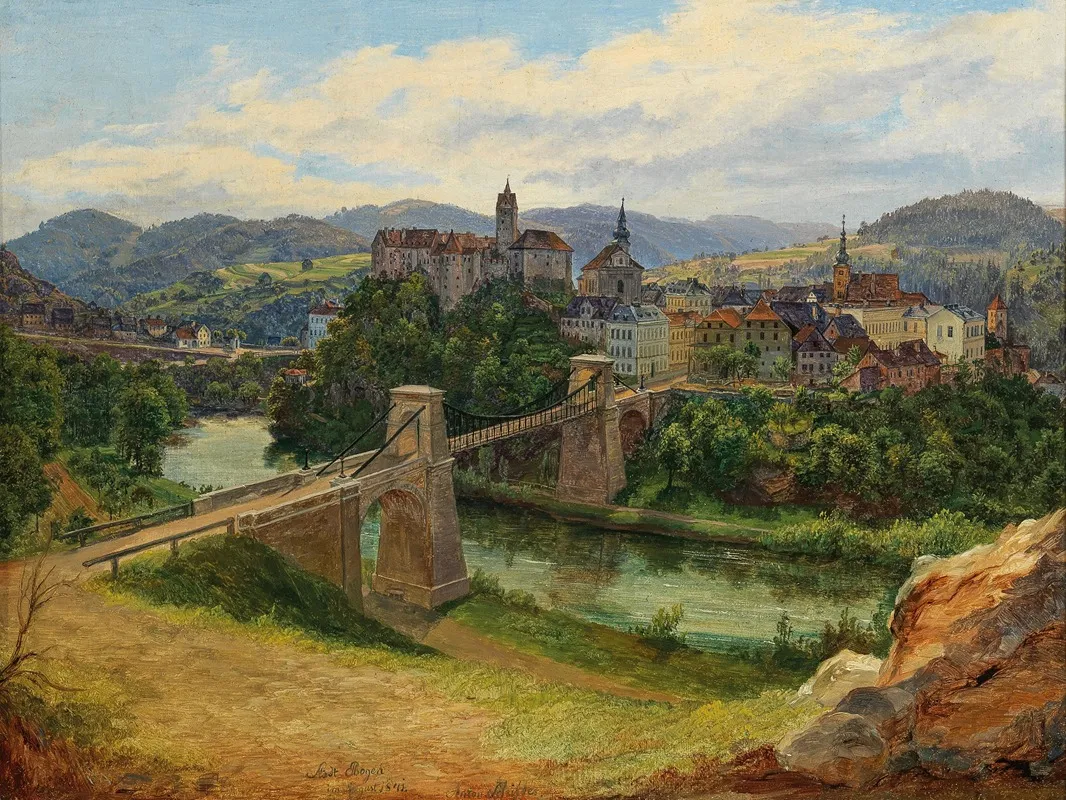 A View Of The Town Of Loket In The Czech Republic Elbogen An Der Eger Wall Art by Anton Schiffer - High-Resolution Digital Print