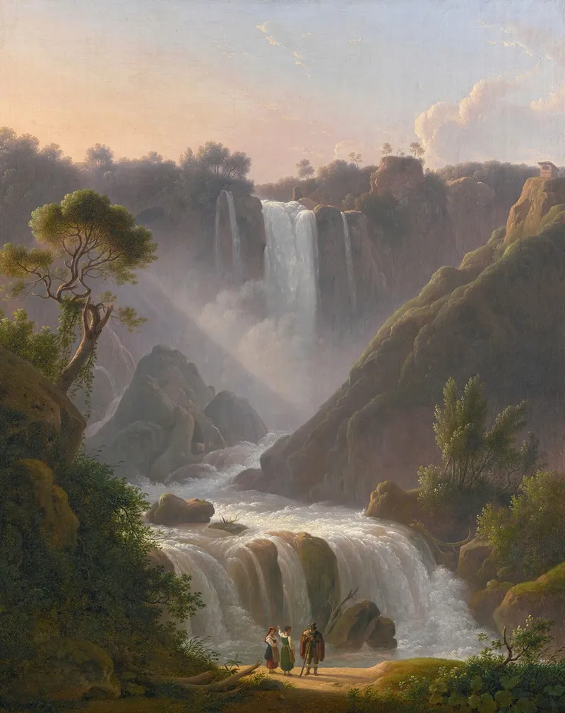 A View Of The Waterfalls At Terni With Figures In The Foreground