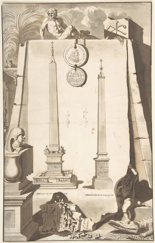 A View Of Two Obelisks One In The Vatican And The Other On The Esqualine Hill Wall Art by Jan Goeree - High-Resolution Digital Print